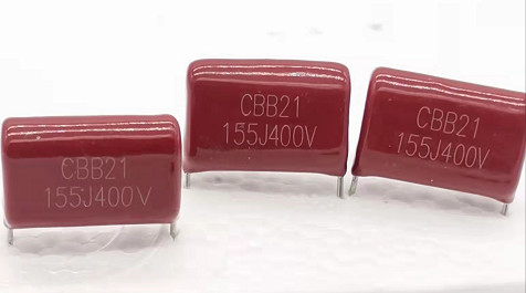 Capacitor metalizado vermelho antiferrugem CBB21 155J400V do filme do polipropileno